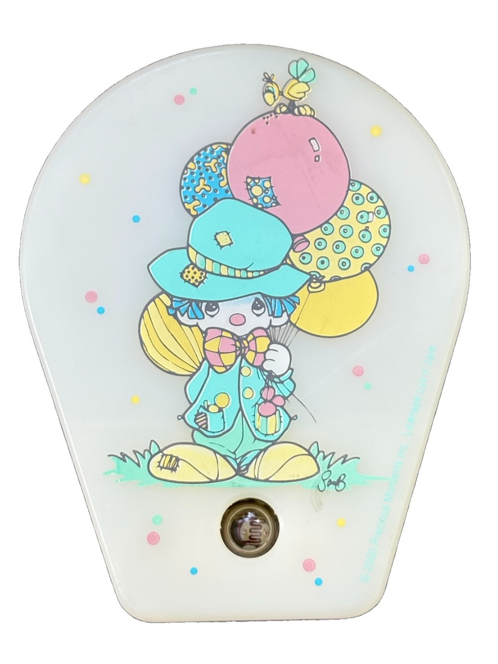 Vintage Precious Moments Nightlight Pastel Clown Balloons